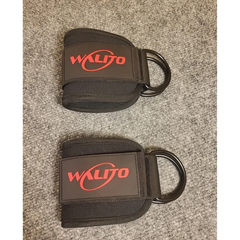 Walito Cable Machine Ankle Straps Pair Adjustable Gym Leg Glute Kickback Black